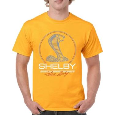 Imagem de Camiseta masculina Shelby Cobra Legendary Racing Performance American Classic Muscle Car GT500 GT Powered by Ford, Amarelo, 4G