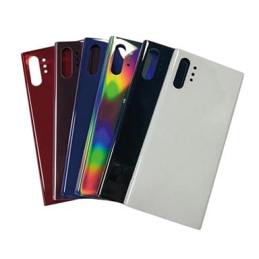 Imagem de SHOWGOOD Capa traseira de vidro para Samsung Galaxy Note10 para Galaxy Note 10 Plus 10plus Note10+ N975F N970 capa traseira + adesivo (preto (note10 Plus))
