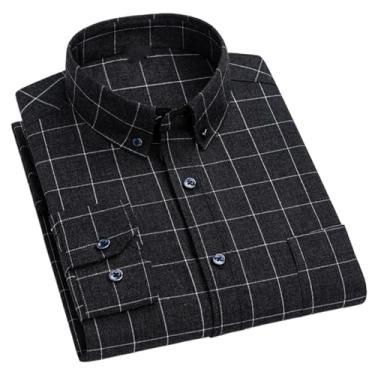 Imagem de Camisas casuais de flanela xadrez para homens outono inverno manga longa clássica xadrez camisa social roupas masculinas, Sm-12, GG