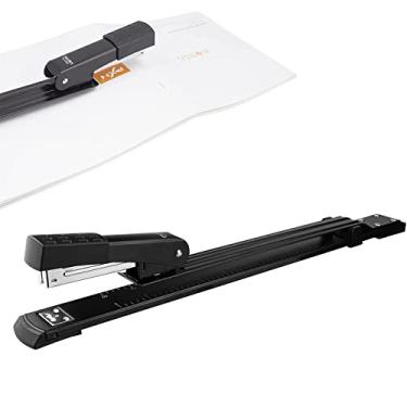 Imagem de Deli Grampeador de longo alcance, grampeador de livreto resistente a atolamento, capacidade para 25 folhas, grampeador padrão de braço longo para livreto, encadernação de livros, diário de arte,