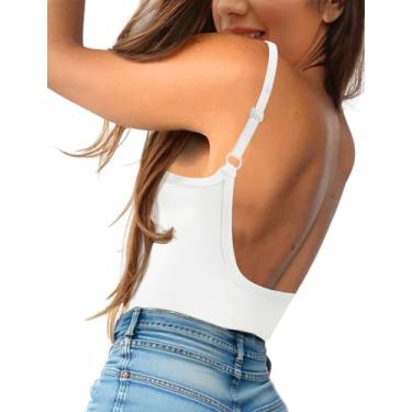 Imagem de Micoson Regata feminina frente única com alça fina ajustável gola V modal para mulheres sob roupas, Branco, Medium Short