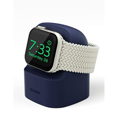 Imagem de ELETIUO Suporte de carregador compatível com Apple Watch séries 49/46/45/44/42/41/40/38 mm iWatch Ultra2/Ultra/10/9/8/SE2/7/6/SE/5/4/3/2/1, base de carregamento de silicone compatível com modo de