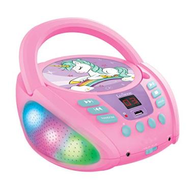 Imagem de LEXiBOOK Unicorn - Bluetooth CD Player for Kids – Portable, Multicoloured Light Effects, Microphone Jack, Aux-in Jack, AC or Battery-Operated, Girls, Boys, Pink, RCD109UNI