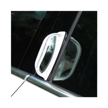Imagem de Sylvil 2 peças de espelho retrovisor traseiro do passageiro, espelho de ponto cego grande angular ajustável com superfície convexa, acessórios de carro para segurança aberta da porta de saída (branco)