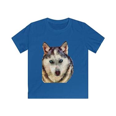 Imagem de Camiseta infantil Husky Siberiano 'Sacha' 100% algodão torcido por Doggylips™, Royal, XG