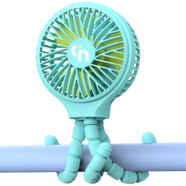 Imagem de HomeLifairy Ventilador de carrinho portátil, USB ou bateria recarregável operado com 3 velocidades e rotação de 360°, clipe de resfriamento para berço de bebê, viagem, assento de carro azul