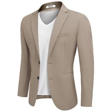 Imagem de COOFANDY Jaqueta masculina casual esportiva slim fit leve blazer com dois botões, Cinza lua., X-Large