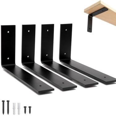 Imagem de rio design99 – 15cm - mão francesa cantoneira invertida – preta – ferro aço suporte para prateleira reforçada resistente industrial madeira bancada estante – 150mm