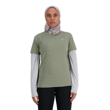 Imagem de New Balance Camiseta feminina Sport Essentials Heathertech, Olivina escura mesclada, PP