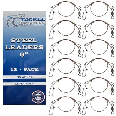 Imagem de Tackle Crafters Líderes de pesca de aço inoxidável - Pacote de 12 cabos para pesca de água salgada, líder de fio de pesca, líder de aço - Líderes de pesca com giros