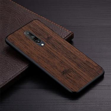 Imagem de Capa para oneplus 6 6t 7 7t pro capa de telefone de couro com padrão de madeira de bambu coque de luxo para oneplus 6 7 6t 7t pro capa, café, para oneplus 7 pro