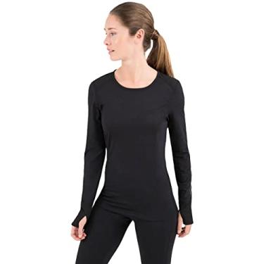 Imagem de Terramar Blusa feminina Cloud Nine Performance justa com camada de base, preta, PP EUA