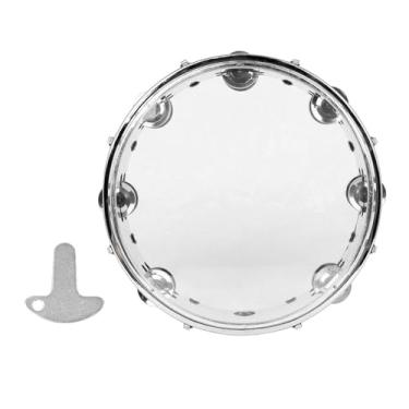 Imagem de Dynwave Tambor de mão, 10 polegadas, fileira dupla de desenvolvimento, instrumento musical de pandeiro para brinquedos escolares ktv adultos, transparente