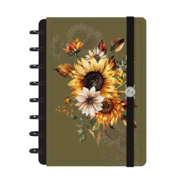 Imagem de Caderno de Disco ISCOOL Pequeno Floriografia Girassóis Verde