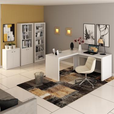 Imagem de Conjunto para Escritório Armário Balcão Estante e Mesa ME41 Tecnomobili - Branco