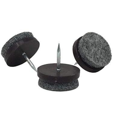 Imagem de 2,2 cm de diâmetro. Pastilhas deslizantes deslizantes de feltro resistentes para cadeiras, bancos e mesas – Desliza para móveis como mágica – Protetor de piso de madeira dura e azulejo – Espresso – 32 peças.
