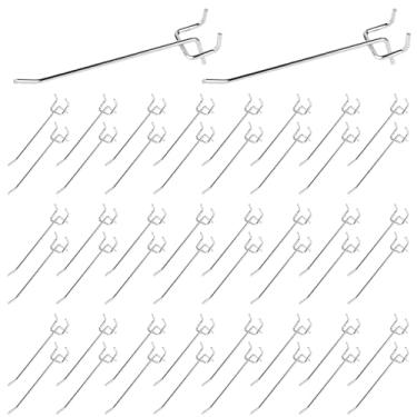 Imagem de Yauhar Conjunto sortido de 50 peças de ganchos para quadro de 15 cm, ganchos de metal com furo de 2,5 mm, 4 mm de diâmetro, gancho para pendurar na parede (prata)