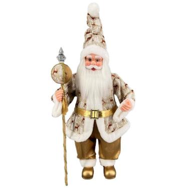 Imagem de Papai Noel Grande Musical Linho Marrom Decoração Natal 70Cm