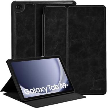 Imagem de Zinibri Capa para tablet Samsung Galaxy Tab A9 Plus/A9+ 5G 2023 2024 SM-X210/X216/X218, capa protetora fina de couro PU compatível com Galaxy Tab A9+ Plus, preta