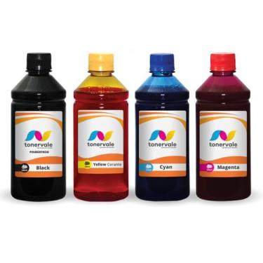 Imagem de 4 Tinta Para HP 21 22 27 28 56 e 57 1,25L BK Pigmentado - Toner Vale