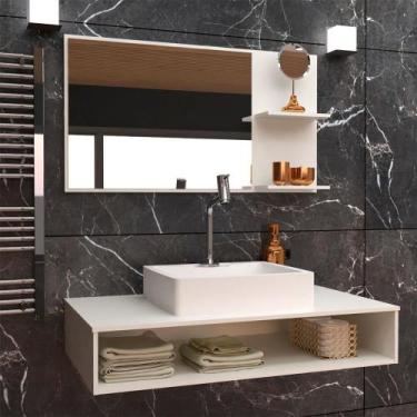 Imagem de Gabinete Para Banheiro C/Cuba + Espelho Ful Ed 80 Branco S/C Branco - 