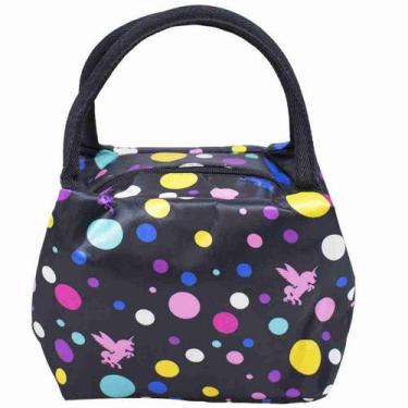Imagem de Bolsa Térmica Preta Bolas Coloridas Unicórnio 20X14.5X17cm - Tasco
