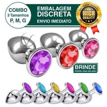 Imagem de Kit plug anal 3 unidades p m g + brinde - SEXY IMPORT, Roxo