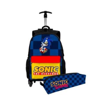 Imagem de Kit Mochila Bolsa Escolar Com Carrinho Rodinha Com Estojo Para Puxar I