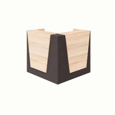 Imagem de Balcão de Atendimento em L Recepção Calvi e Preto 121 cm - GEBBWEB