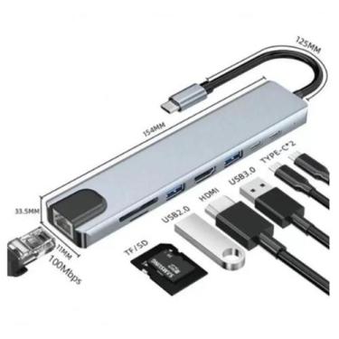 Imagem de Adaptador Hub usb, usb tipo c, usb 3.0, hdmi, SD, - Bul Eletronicos