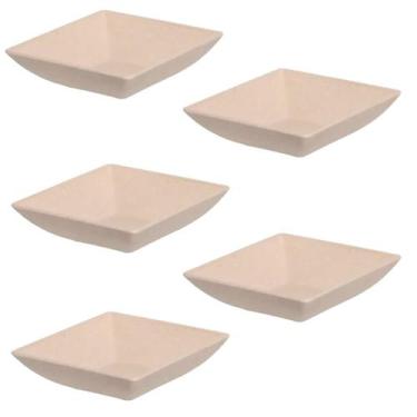 Imagem de Kit 5un prato mini petisqueira quadrado aperitivos bege - EVO