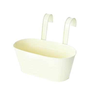 Imagem de Nishiyuenyi Vaso de Flores Pendurado em Balde de Ferro, Decoração Oval para Janela, Suporte para Flores, Vaso de Plantas para Casa, Cerca, Quintal, Pátio, Escritó, Branco