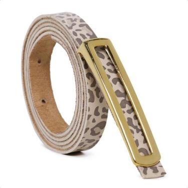 Imagem de Cinto Fino Feminino com Fivela Retangular - Bless Acessórios, Bege