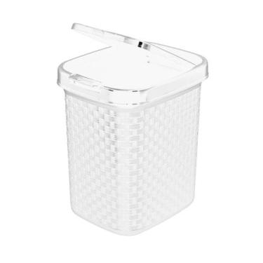 Imagem de Lixeira de Pia Rattan Com Tampa 4,5 Litros Branca Nitron