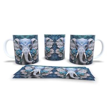 Imagem de Caneca Branca de Porcelana Personalizadas Coleção 3D Animais (Elefante 3)
