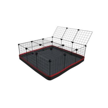 Imagem de Cercado Aramado Porquinho da Índia 90x90x30 Cm Preto com Teto e Bandej