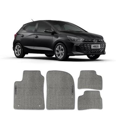 Imagem de Jogo de Tapete HB20 Ano 2012 a 2024 Carpete de Luxo - Tapecar, CINZA, 