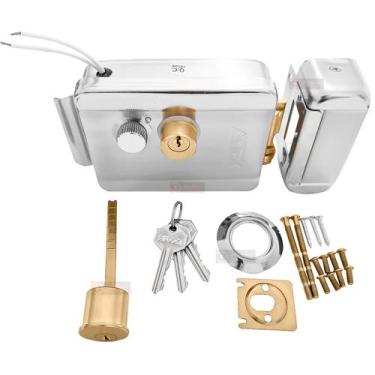 Imagem de Fechadura Sobrepor Externa e Interna Inox Cromado C/ Roseta Cromada Pa