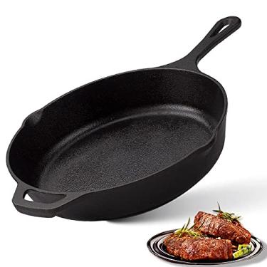 Imagem de Z GRILLS Frigideiras de ferro fundido, frigideira de ferro fundido pré-temperada para cozinhar e grelhar, fogão, lareira de acampamento, indução, panelas seguras para forno, 25 cm