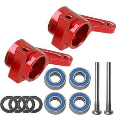 Imagem de Vgoohobby Suporte de suporte de juntas de direção dianteira de alumínio compatível com 1/10 Traxxas Slash 2WD Rustler Stampede Bandit RC carro, substituição de 3736 (vermelho)