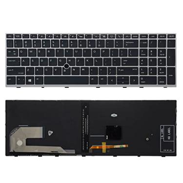Imagem de SUNMALL Teclado de substituição compatível com HP EliteBook 755 G5 850 G5 855 G5 750 G6 850 G6.Zbook 15u G5 Zbook 15u G6 (não para Zbook 15 G5) com moldura prata (com ponteiro e luz de fundo)