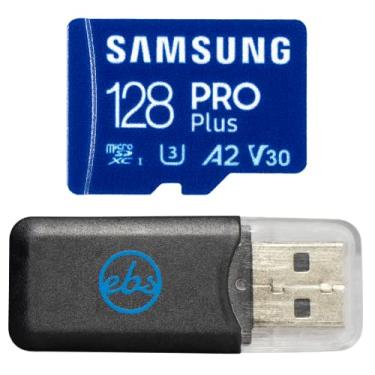Imagem de Cartão de memória Samsung MicroSDXC 128GB Pro Plus para câmera de ação compatível com GoPro Hero 13 Black, Hero (2024) (MB-MD128SA) U3 V30 pacote com 1 leitor de cartão Everything But Stromboli SD e
