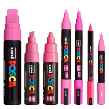 Imagem de KIT 6 Posca Cor Rosa PC-1M.1MR.5M.7M.8K.17K Uni-ball