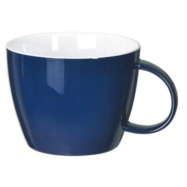 Imagem de fMSDD Caneca de café de porcelana 850 g, caneca de sopa grande tigela de sopa com alça copo de latte jumbo para café, aveia, gumbo, salada, micro-ondas e lava-louças, azul frio