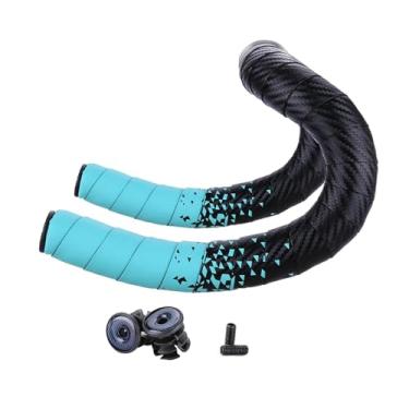 Imagem de Pegciuho Fita para Guidão de Bicicleta de Estrada, Envoltório de Guidão, EVA à Prova de Choque com Plugues de Extremidade de Guidão, Fita para Guidão de Bicicl, Azul claro