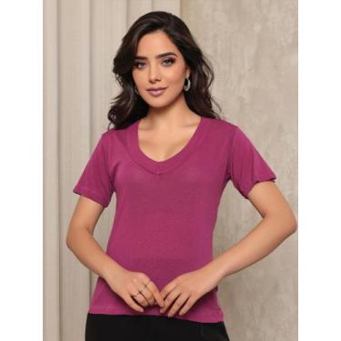 Imagem de Blusa Feminina Gola V Manga Curta Tshirt Basica Blusinha - LE BOTIK, R