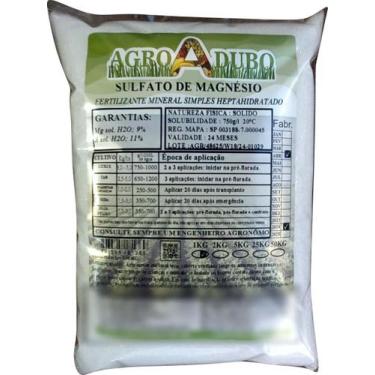 Imagem de Fertilizante Sulfato De Magnésio 1kg Adubo Ferti Hidroponia - AGROADUB