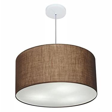 Imagem de Lustre Pendente Cilíndrico Cúpula Tecido 60x30 cm, Vivare Iluminação, Pendente4101 LC, Café, Grande