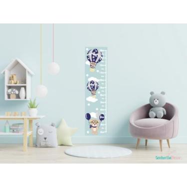 Imagem de adesivo de parede régua de crescimento ursinho azul marinho - Senhorit