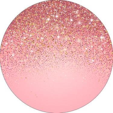 Imagem de Painel De Festa Redondo 1,50x1,50 - Rose com Efeito Glitter 014 - Via 